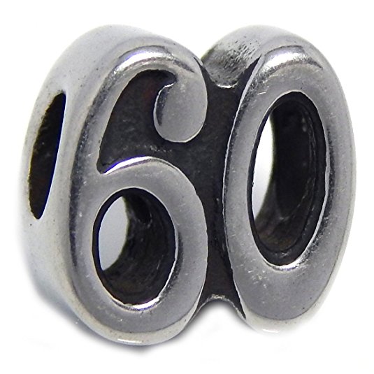 Number 60 Silver Chamilia Bead
