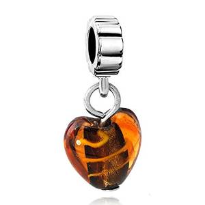 Pandora Amber Heart Murano Glass Bead