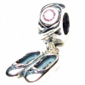 Pandora Ballet Slippers Pair With Pink Crystals Dangle Charm