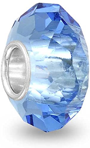 Pandora Blue Color Topaz Glass Crystal Faceted Charm actual image
