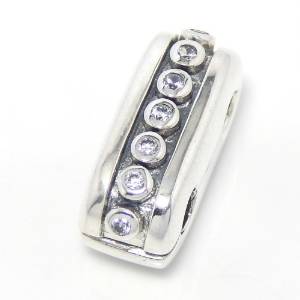 Pandora Double Clip With Clear CZ Stopper Charm