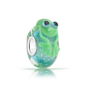 Pandora Painted Frog Barrel Glass Charm