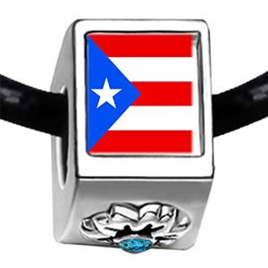 Pandora Puerto Rico Flag December Birthstone Photo Flower Charm