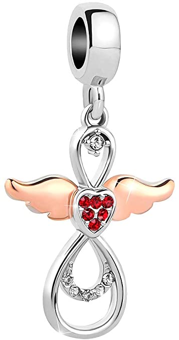 Pandora Red Heart With Angel Wings Charm