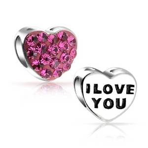 Pandora Text LOVE YOU Written with Heart Charm actual image